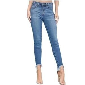 Judy Blue High Rise Skinny Jeans Size 26 Shark Bite Hem Grunge 90s Streetwear